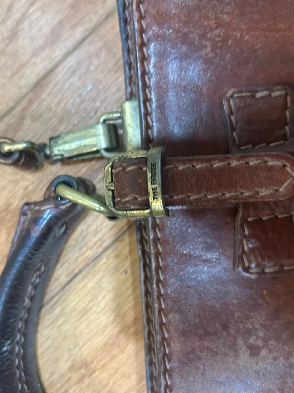 The Bridge Men's Brown Leather Briefcase with Shoulder Strap Professional Carry